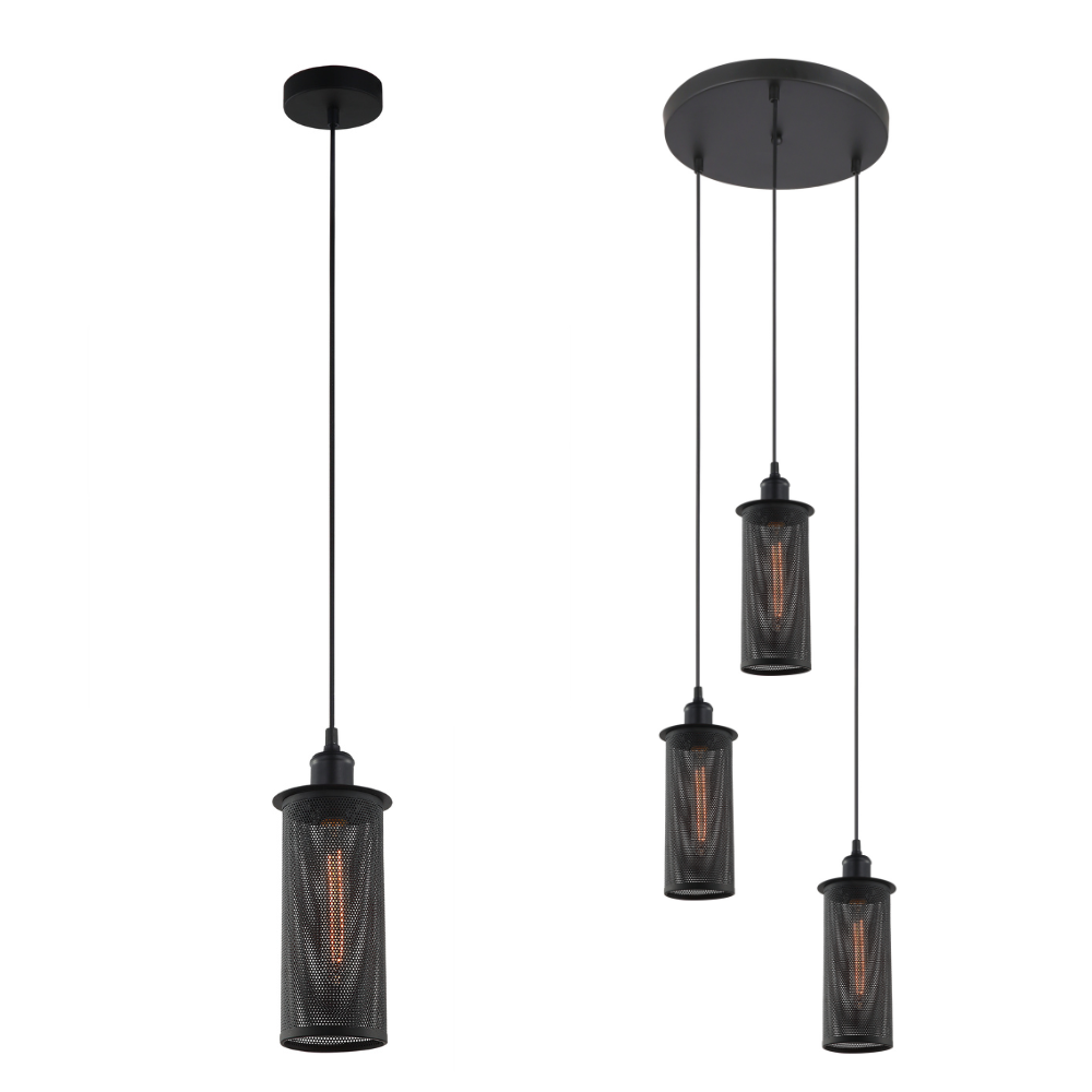 VENETO: Industrial Aged Decorative Black Mesh Pendant Light