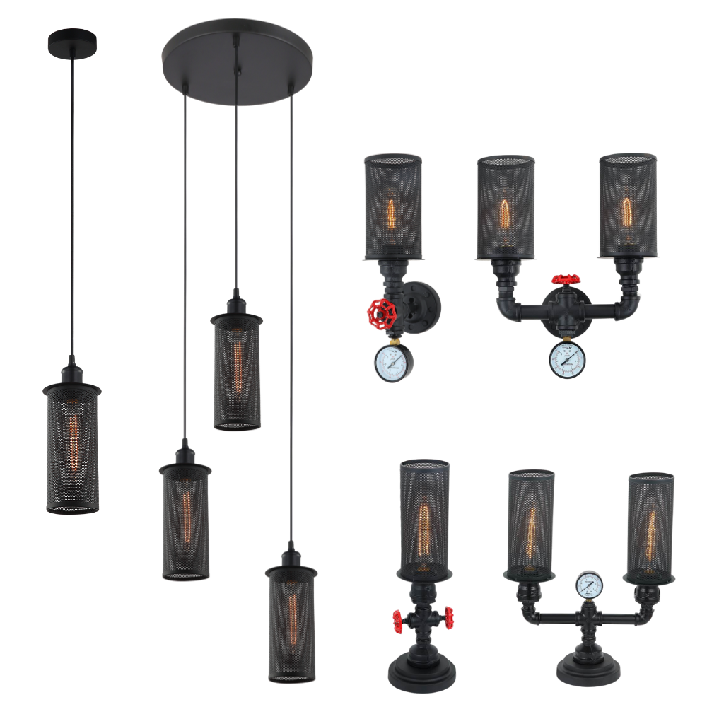 VENETO: Industrial Aged Decorative Black Mesh Pendant Light