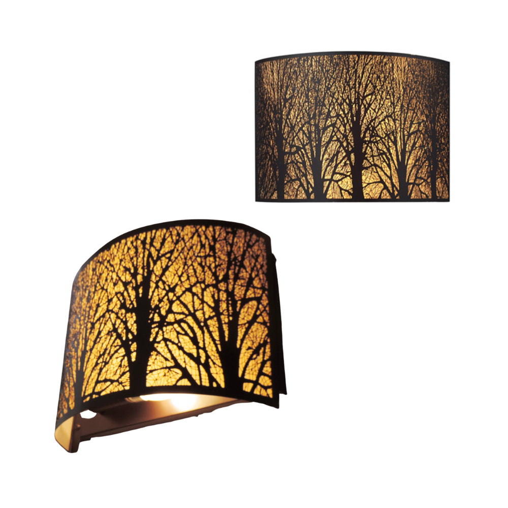 AUTUMN: Curved Aged Bronze With Amber Lining Interior Wall Light