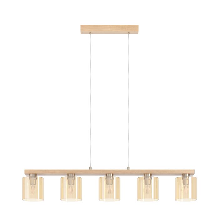 CASTRALVO Wood and Amber Glass Bar Pendant