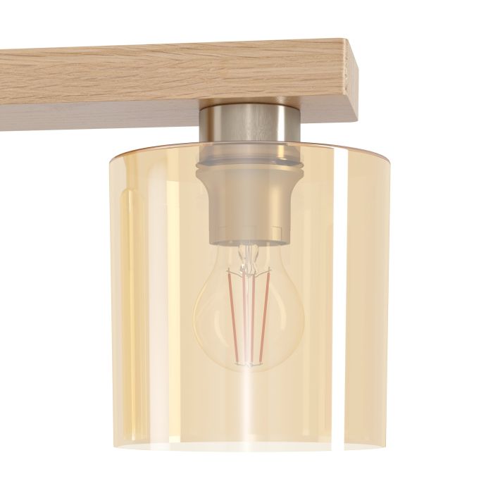 CASTRALVO Wood and Amber Glass Bar Pendant