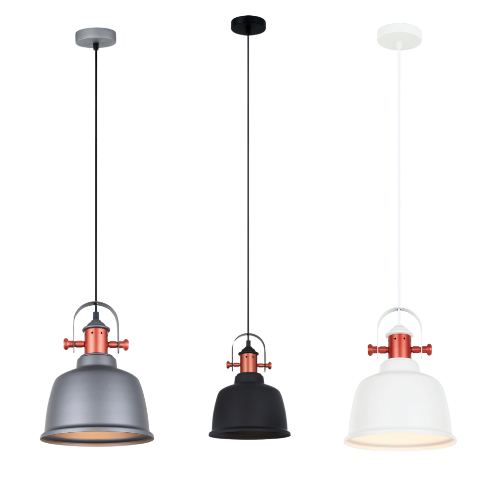 ALTA: Industrial Bell Shape With Copper Highlights Pendant Lights