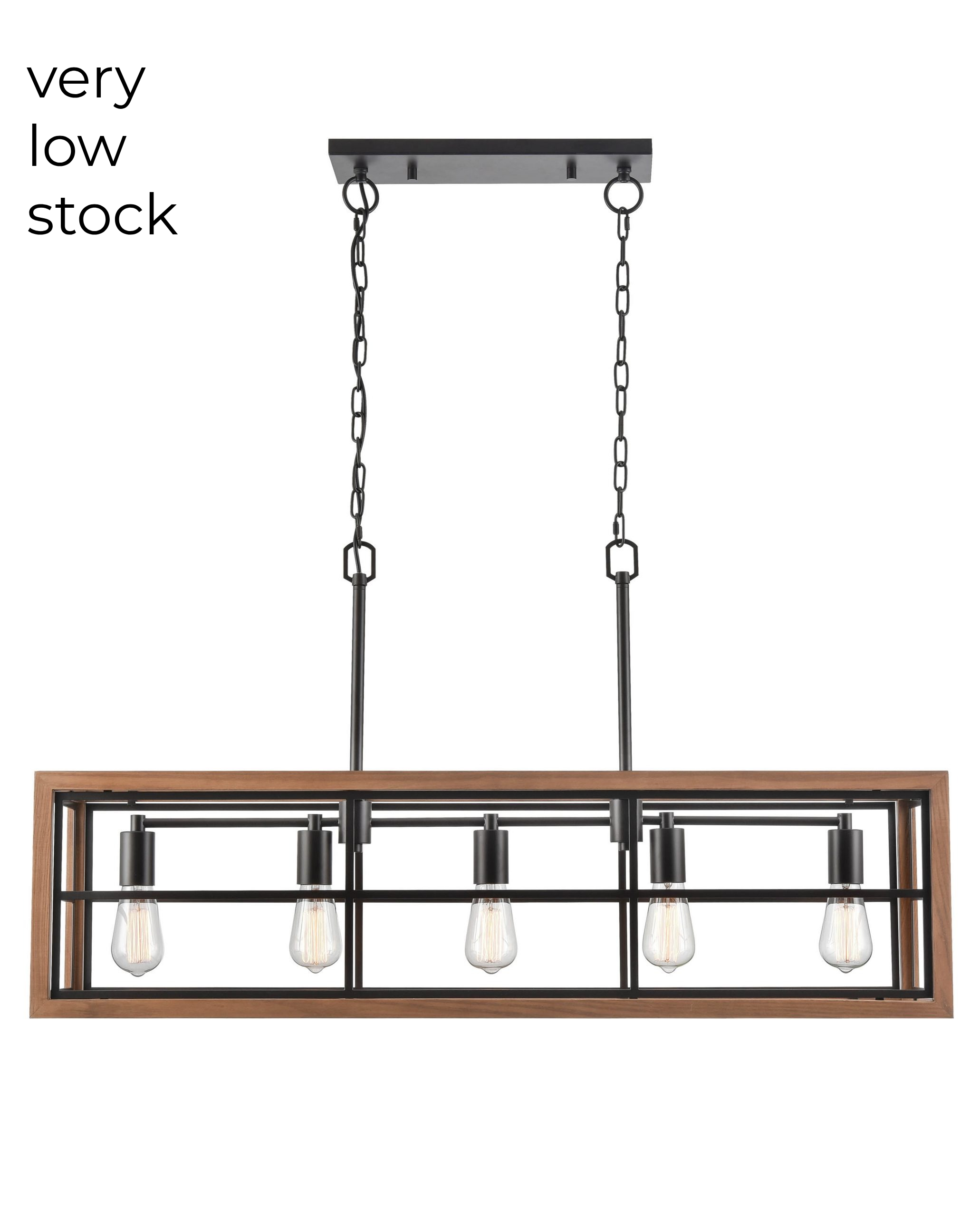 BANQUET: Retro Interior Rectangular Wood Frame Pendant Light