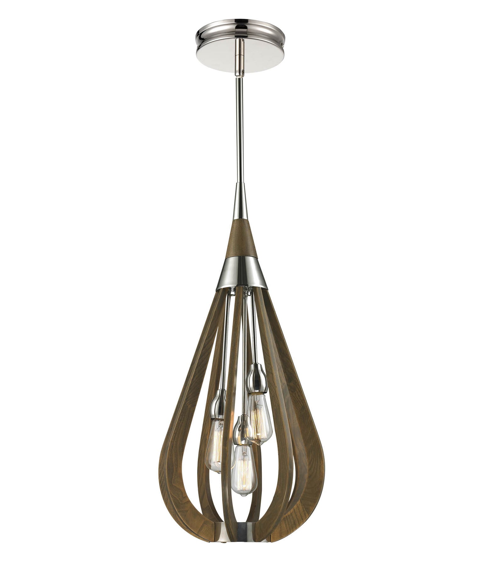 BONITO: Rustic Small Taupe / Winter Moss Wood Tear Drop Pendant Light
