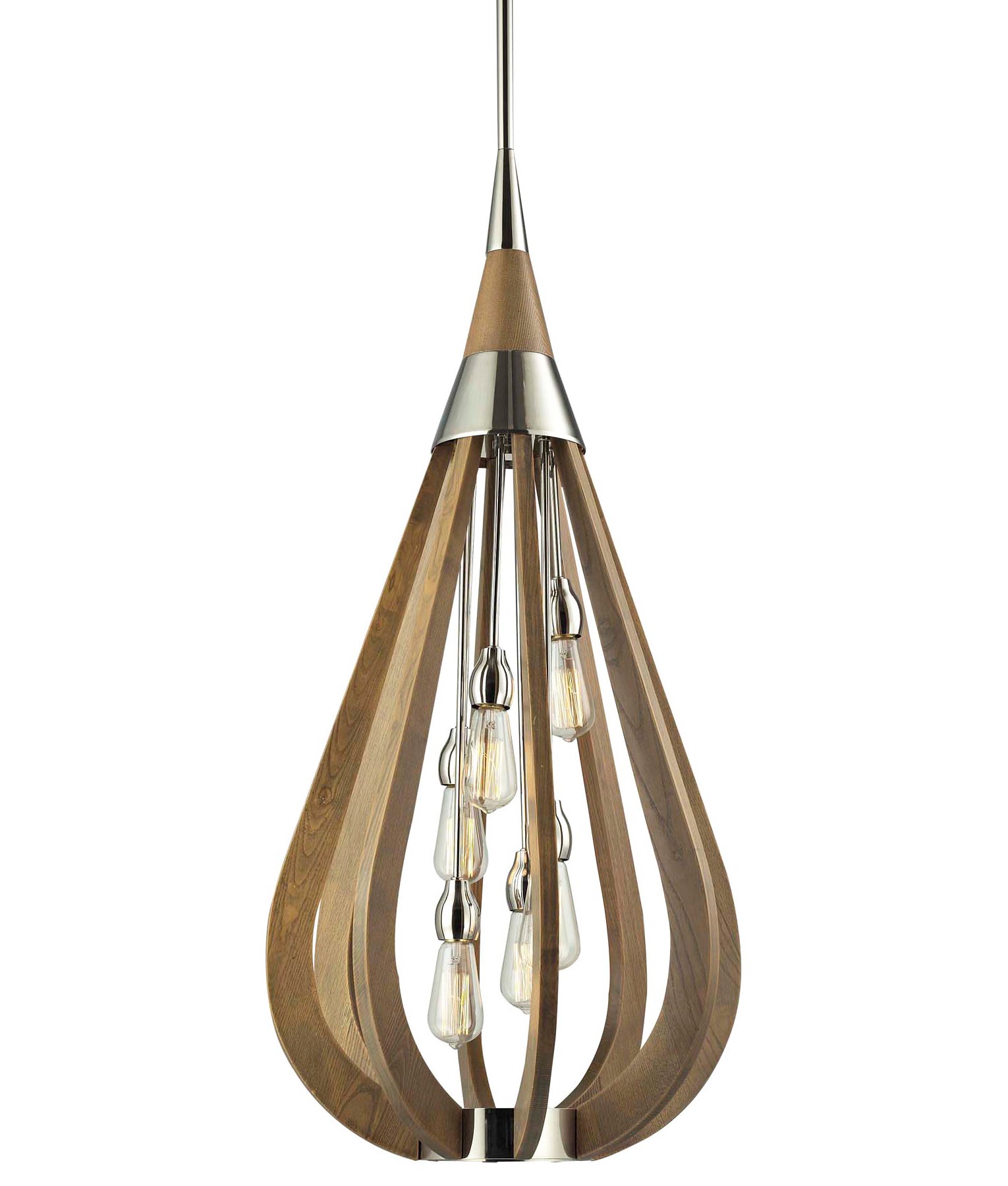 BONITO: Rustic Small Taupe / Winter Moss Wood Tear Drop Pendant Light