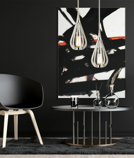 BONITO: Rustic Small Taupe / Winter Moss Wood Tear Drop Pendant Light