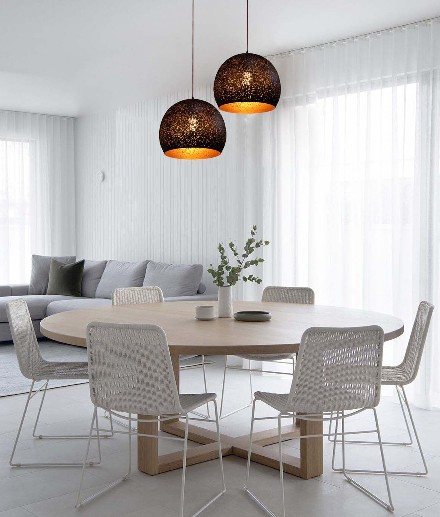 CELESTE: Bohemian Rustic Ellipse Shape Pendant Light