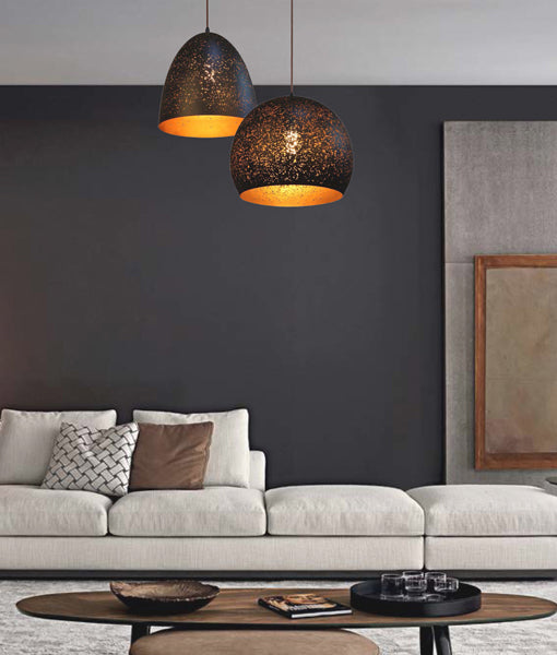 CELESTE: Bohemian Rustic Ellipse Shape Pendant Light