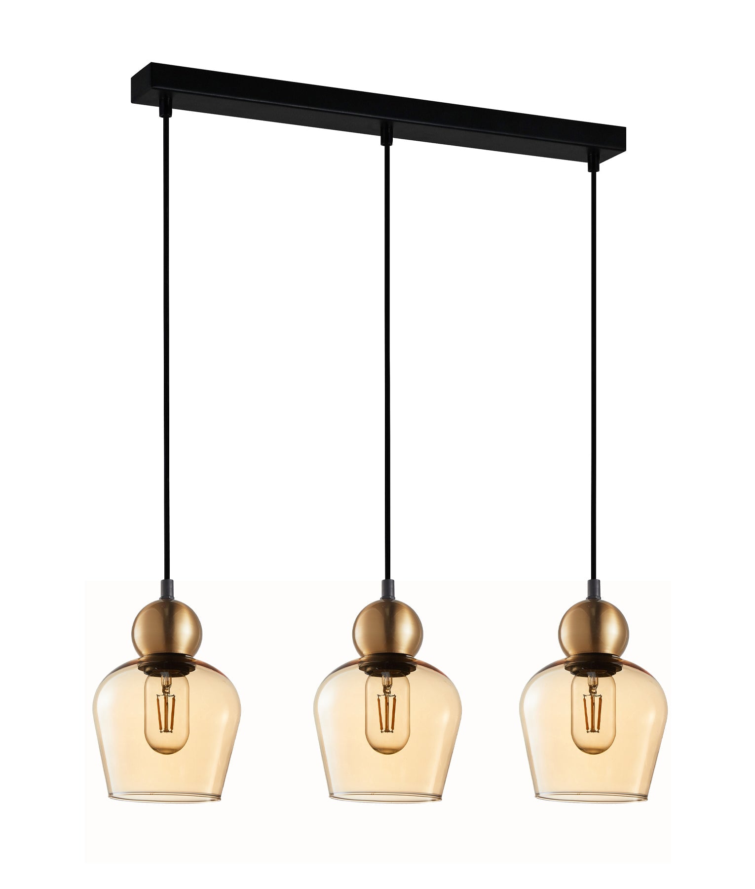 CHAMPAN: Interior Bronze Amber / Smokey Black Glass Ellipse Pendant Lights