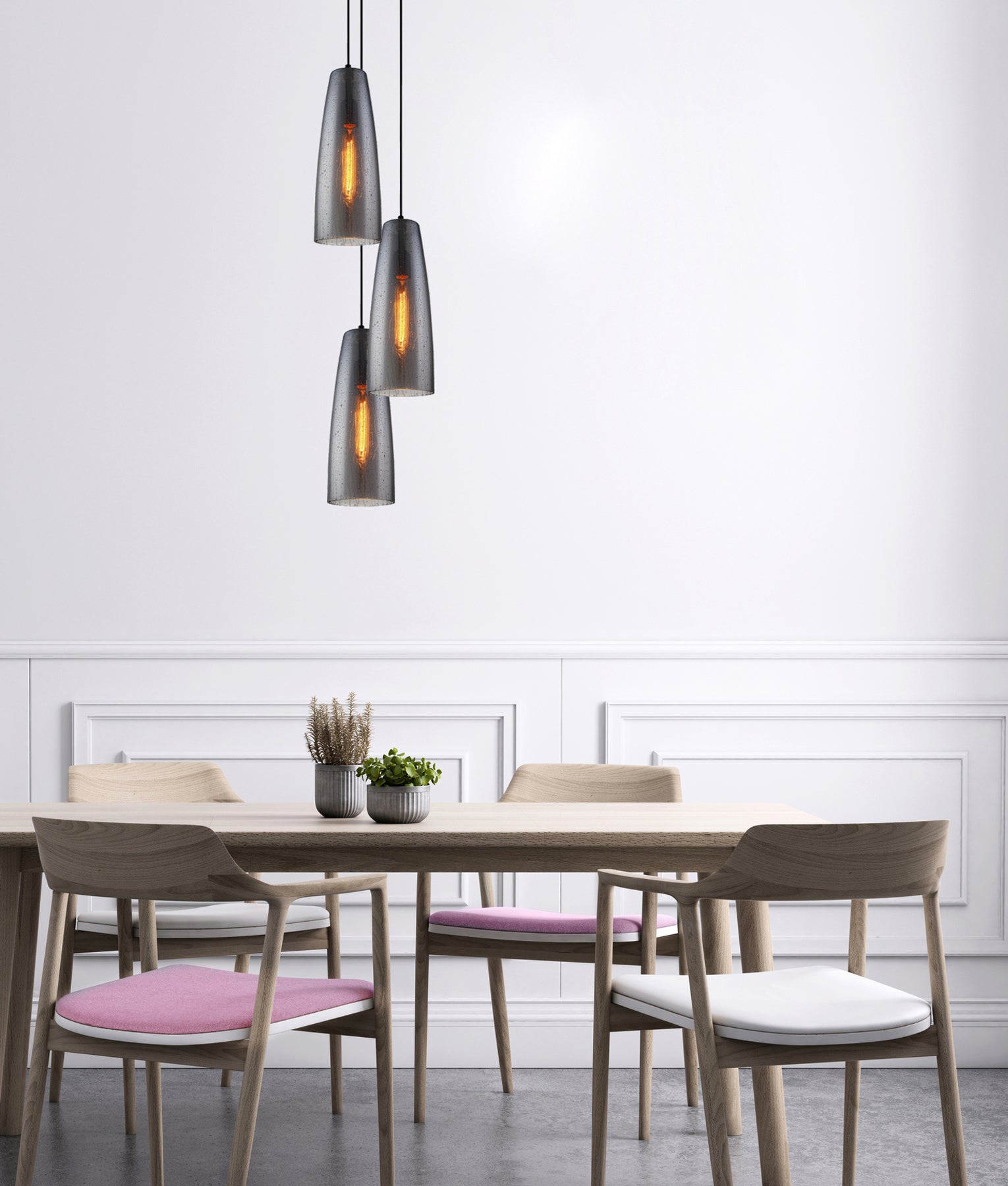 CHUVA: Smokey Black Glass with Rain Drop Effect Pendant Light