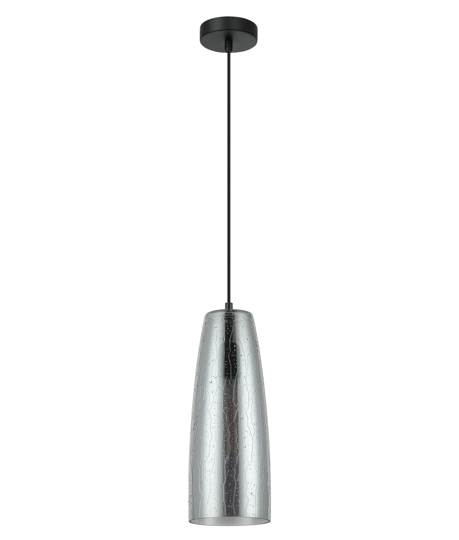 CHUVA: Smokey Black Glass with Rain Drop Effect Pendant Light