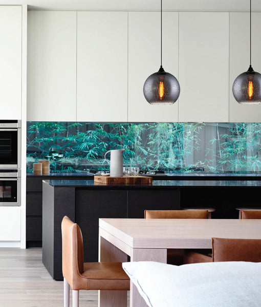 CHUVA: Smokey Black Glass with Rain Drop Effect Pendant Light