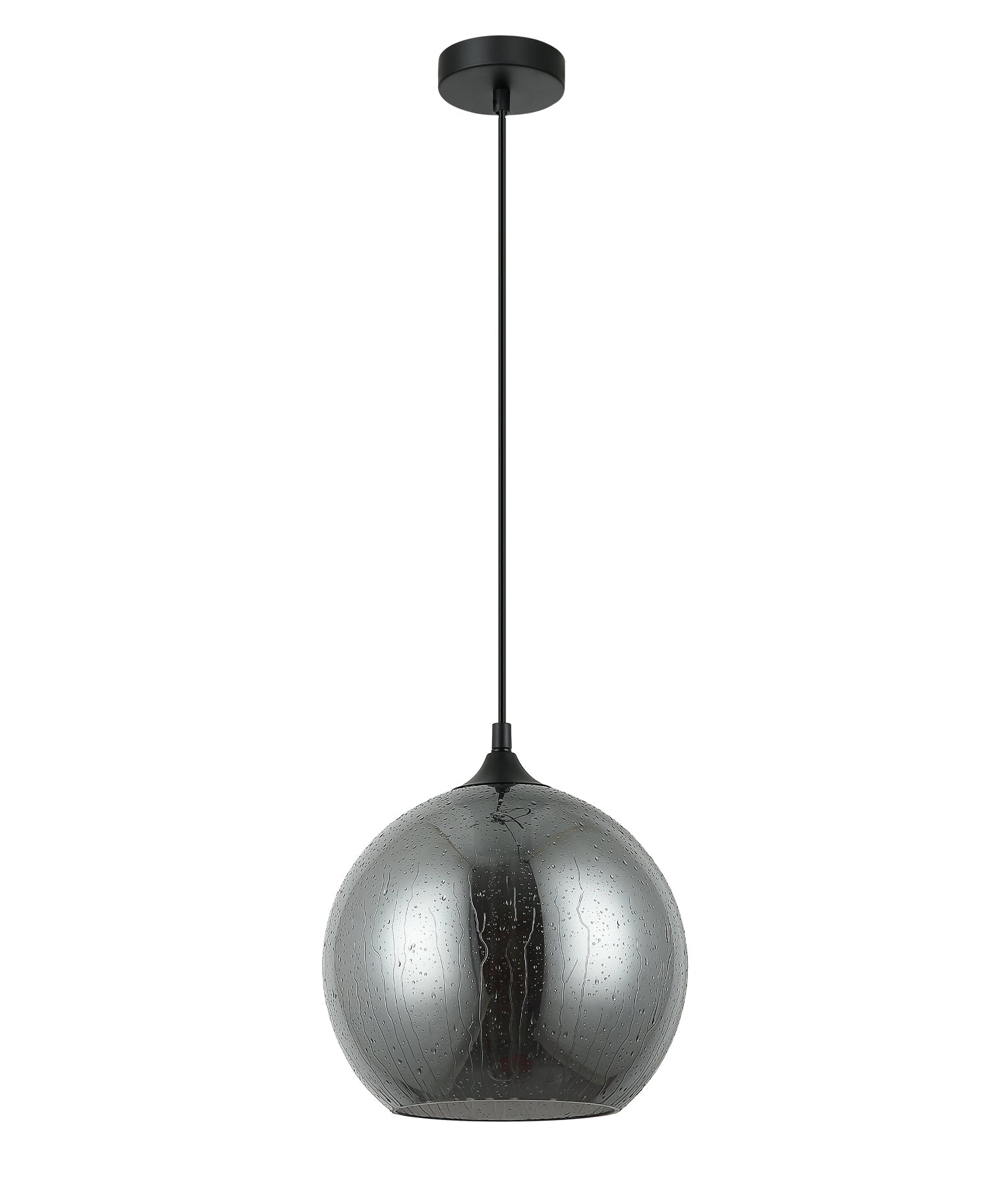 CHUVA: Smokey Black Glass with Rain Drop Effect Pendant Light