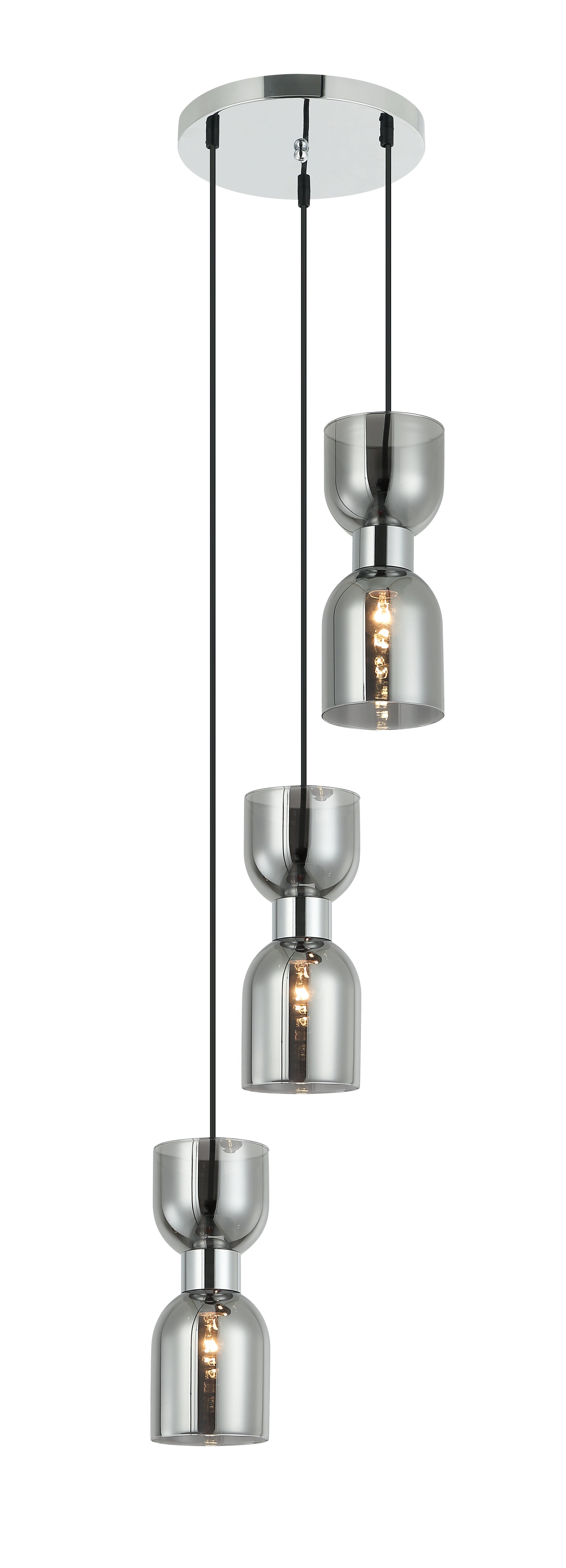 CLESSIDRA: Interior Mirror Finish Smokey Black / Opal Glass Ellipse Pendant Lights
