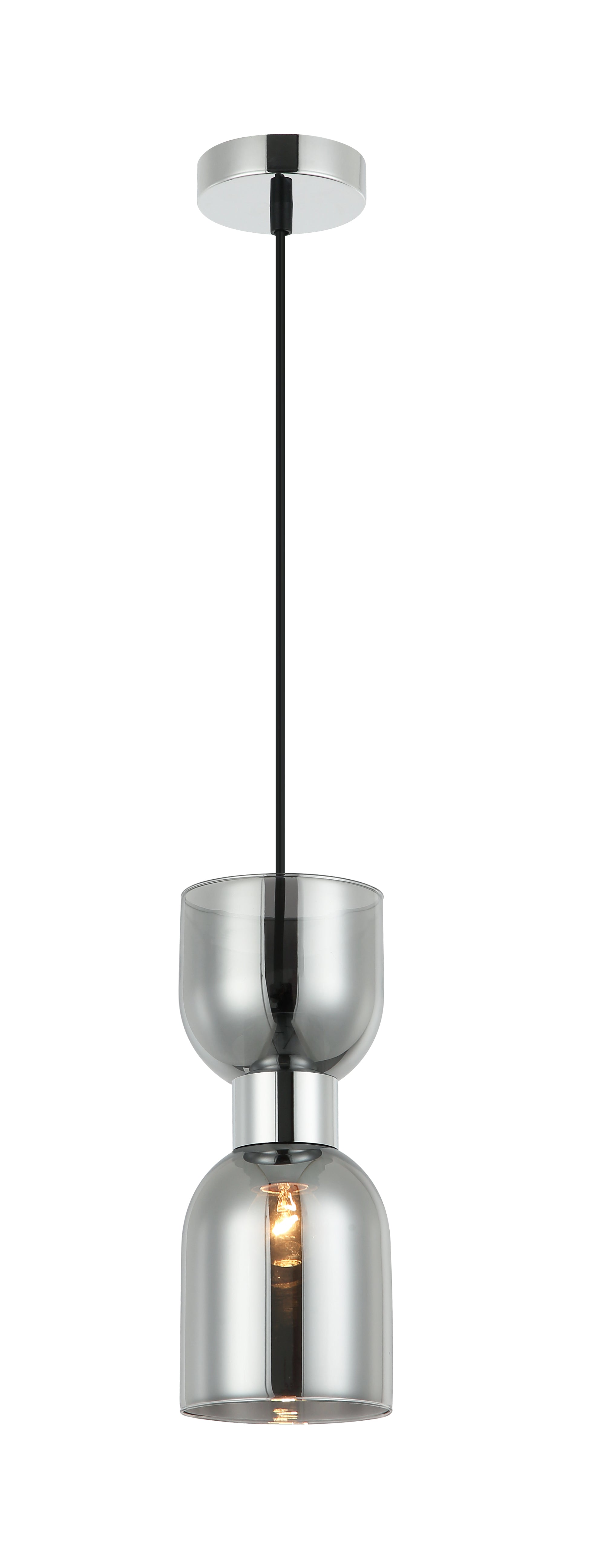 CLESSIDRA: Interior Mirror Finish Smokey Black / Opal Glass Ellipse Pendant Lights