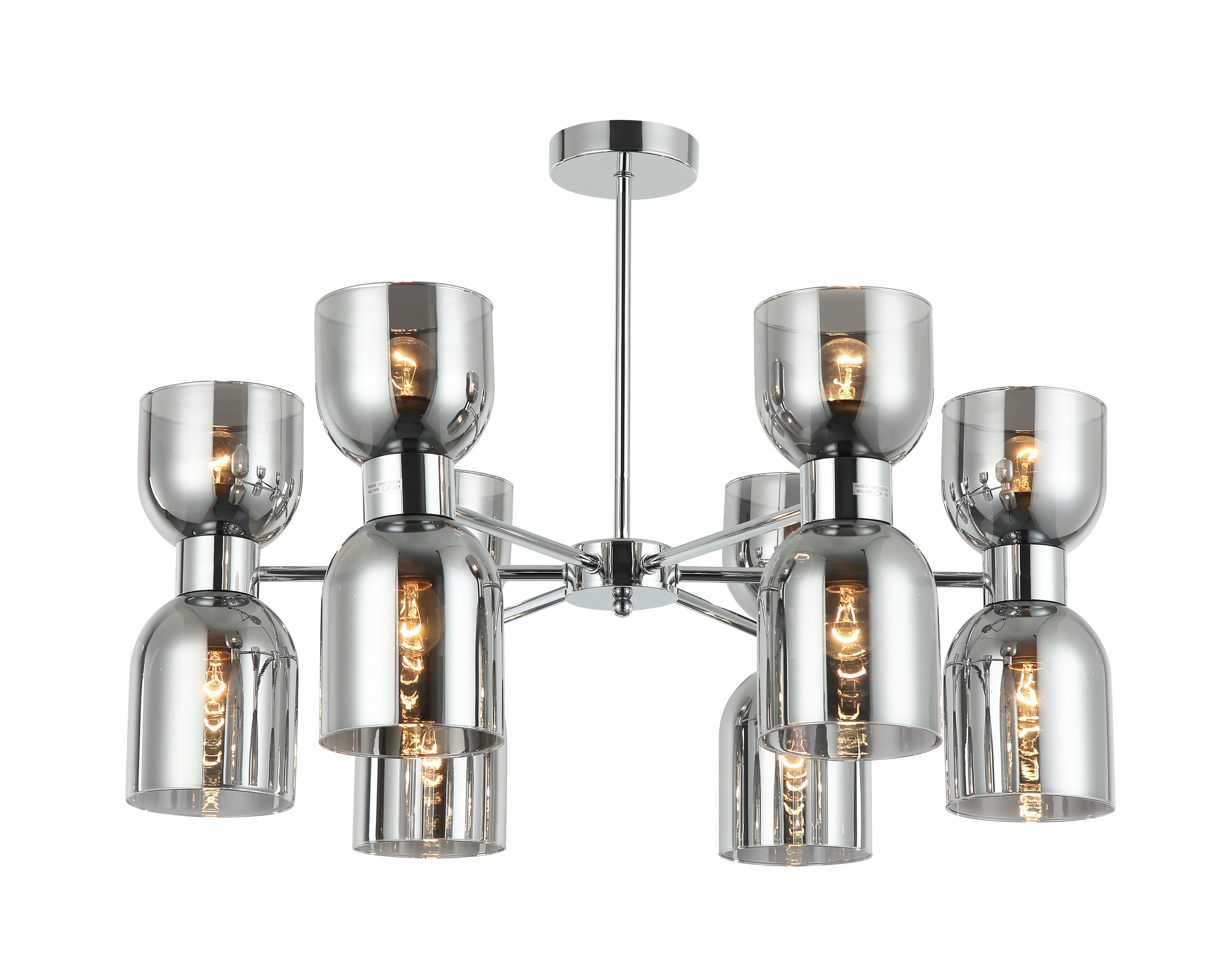 CLESSIDRA: Interior Mirror Finish Smokey Black / Opal Glass Ellipse Pendant Lights