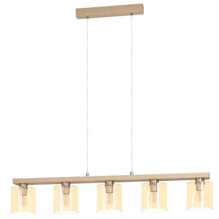 CASTRALVO Wood and Amber Glass Bar Pendant