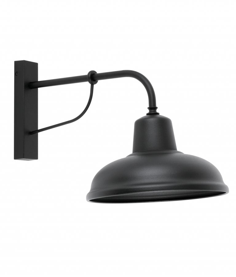 DEKSEL: Industrial Matte Black Exterior/Interior Wall Light With Clear Glass IP54