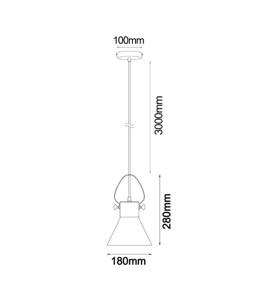 FUMOSO: Retro Smokey Black Mirror Finish Glass Cone Shape Pendant Light