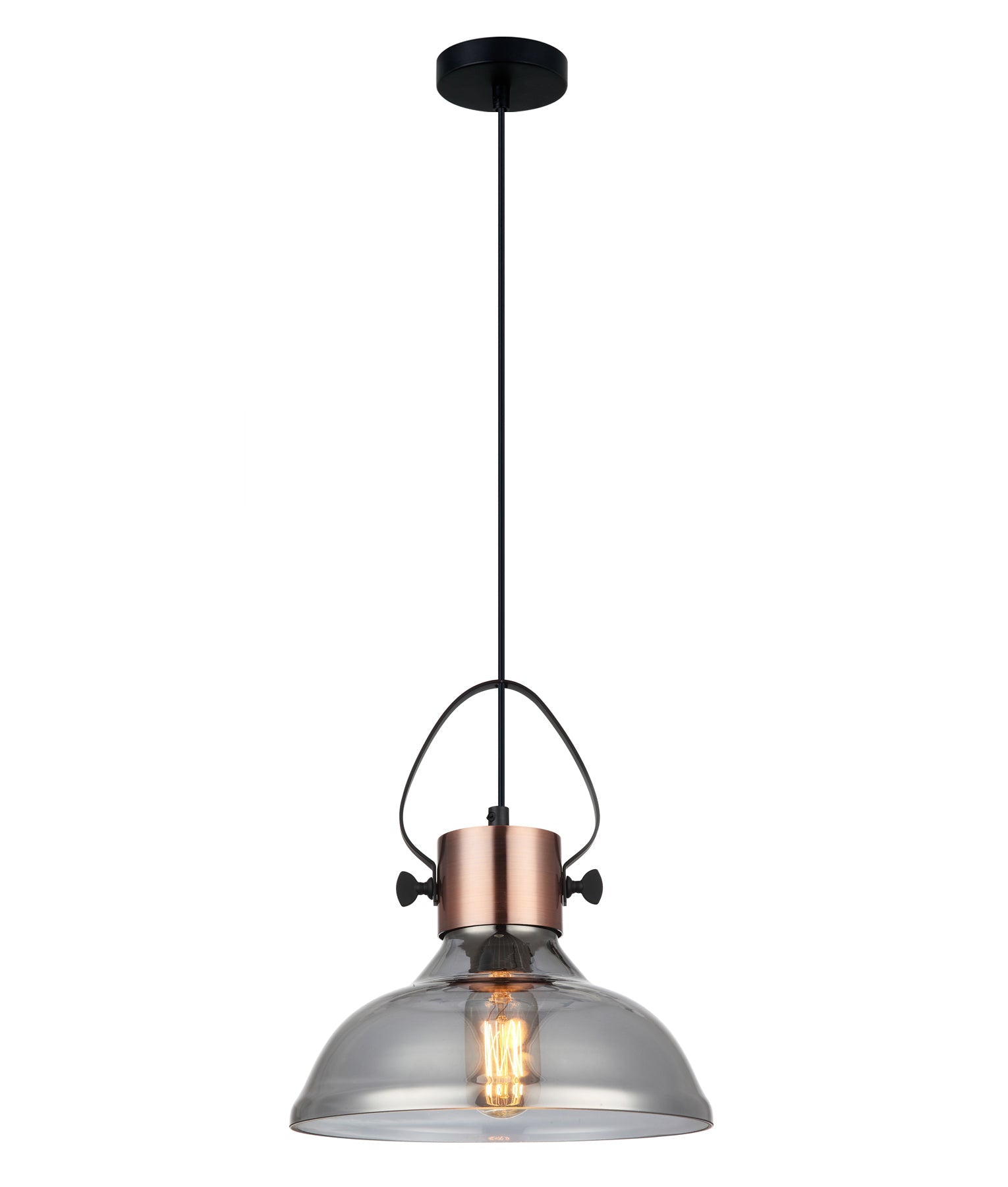 FUMOSO: Retro Smokey Black Mirror Finish Glass Cone Shape Pendant Light