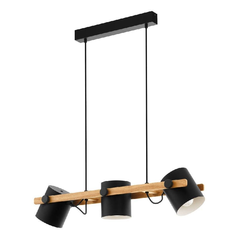 HORNWOOD Natural Wood Bar and Black Steel Hood Pendant Lights