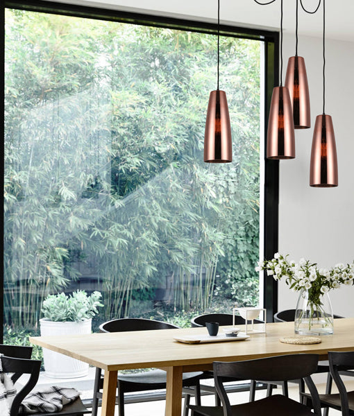 LAMINA: Retro Copper Coloured Glass Double Cylinder Pendant Light