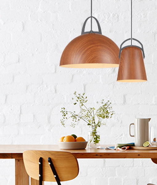 LEGNA: Retro Replica Wood Dome Shape Pendant Lights