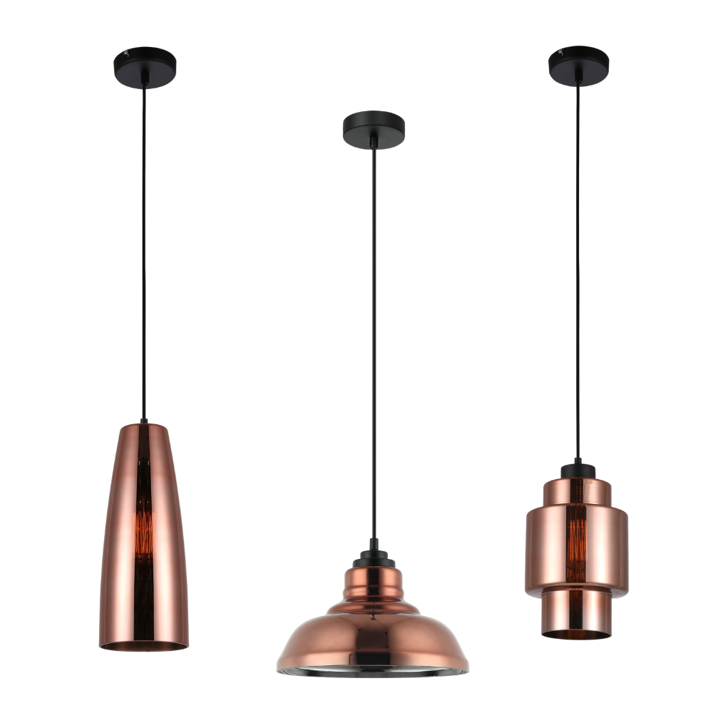 LAMINA: Retro Copper Coloured Glass Double Cylinder Pendant Light