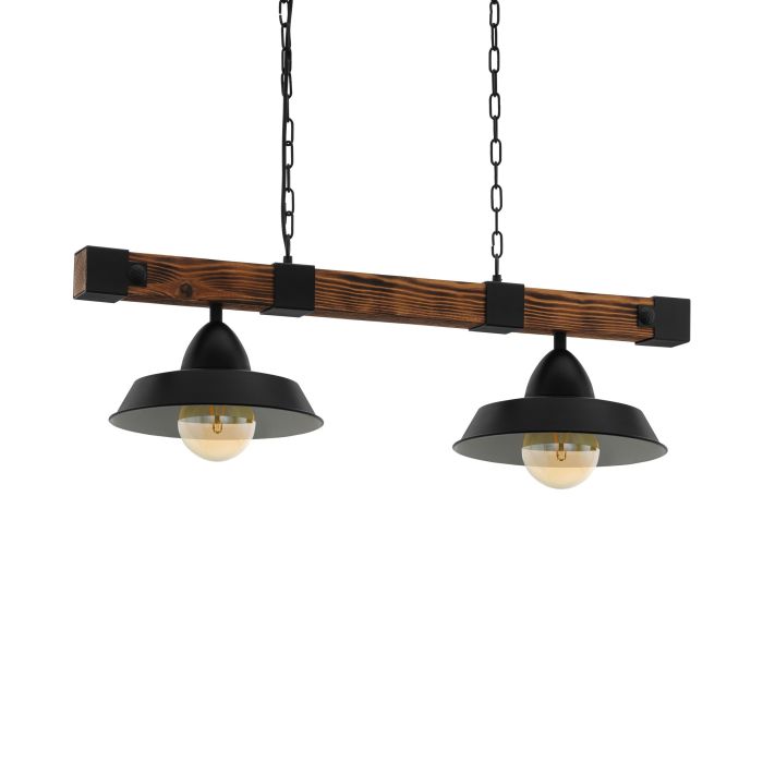 OLDBURY Industrial Wood and Black Steel Pendants