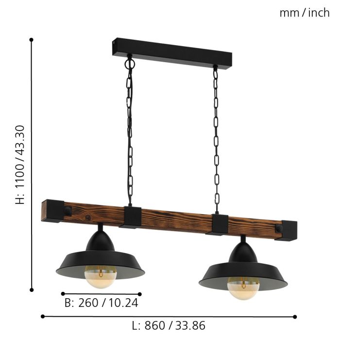 OLDBURY Industrial Wood and Black Steel Pendants