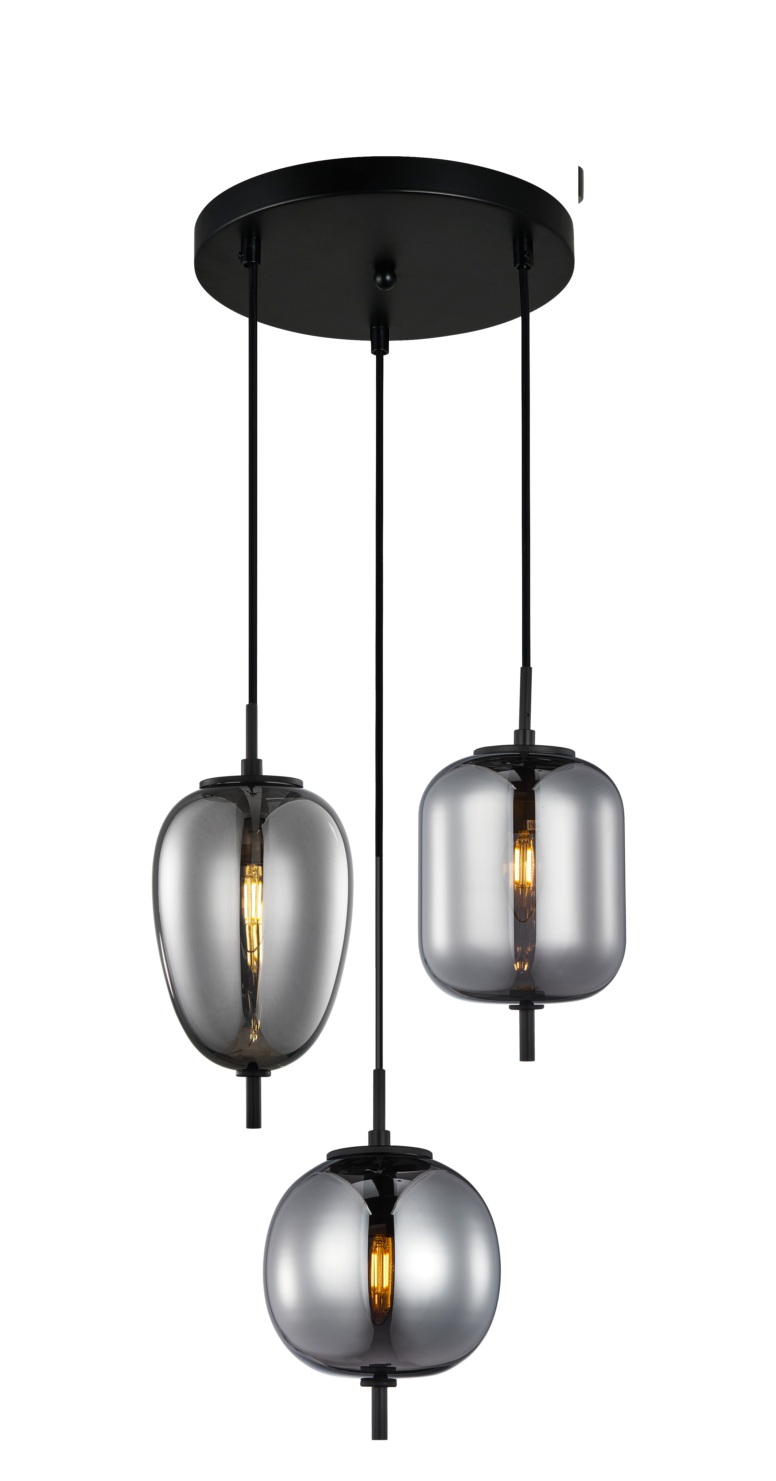 PINO: Interior Opal Matte / Smokey Black Mirror Finish Glass Pendant Lights