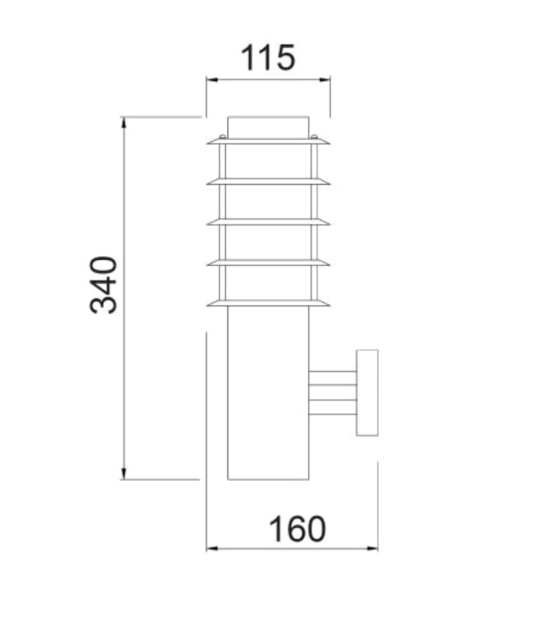 BORDA: Exterior E27 Surface Mounted Louvred Wall Light IP44