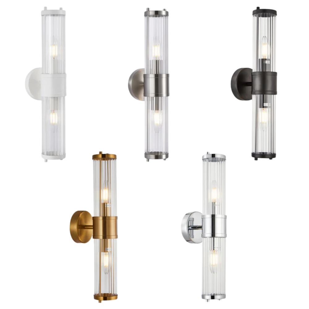 TIEMPO: Interior Up/Down Tubular Clear Glass Wall Lights
