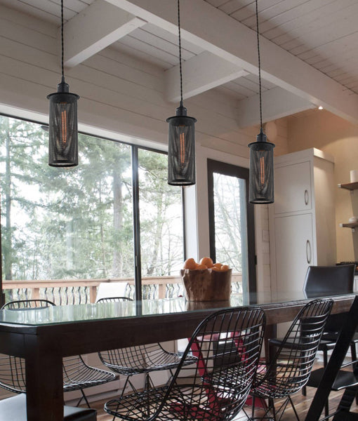 VENETO: Industrial Aged Decorative Black Mesh Pendant Light