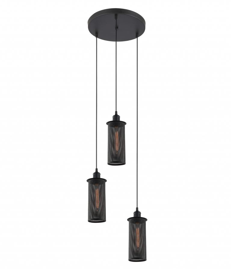 VENETO: Industrial Aged Decorative Black Mesh Pendant Light