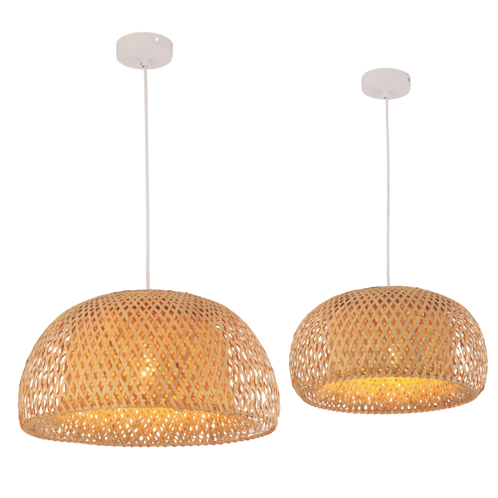 CANASTA: Bohemian Interior Natural Bamboo Finish Pendant Light