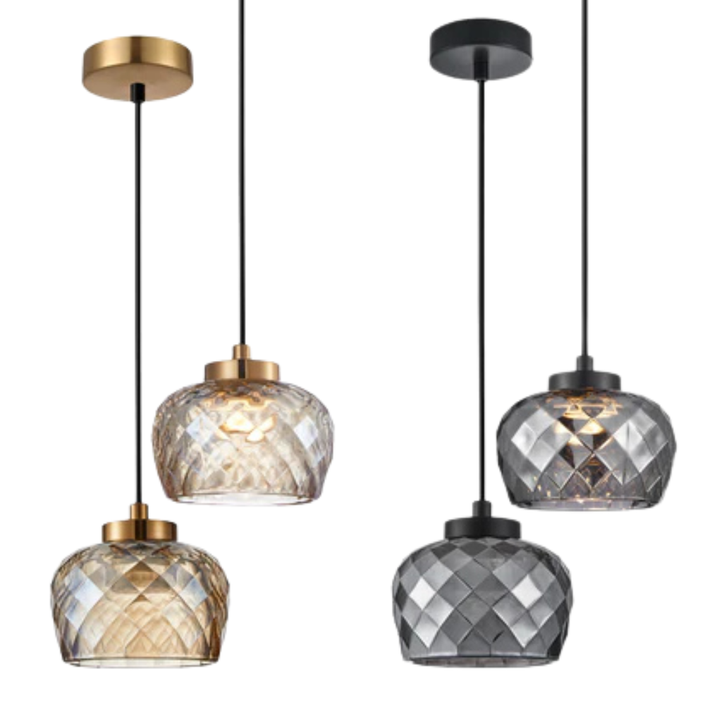 CARAMELLE: Interior LED Tri-CCT Glass with Segments Ellipse Pendant Lights