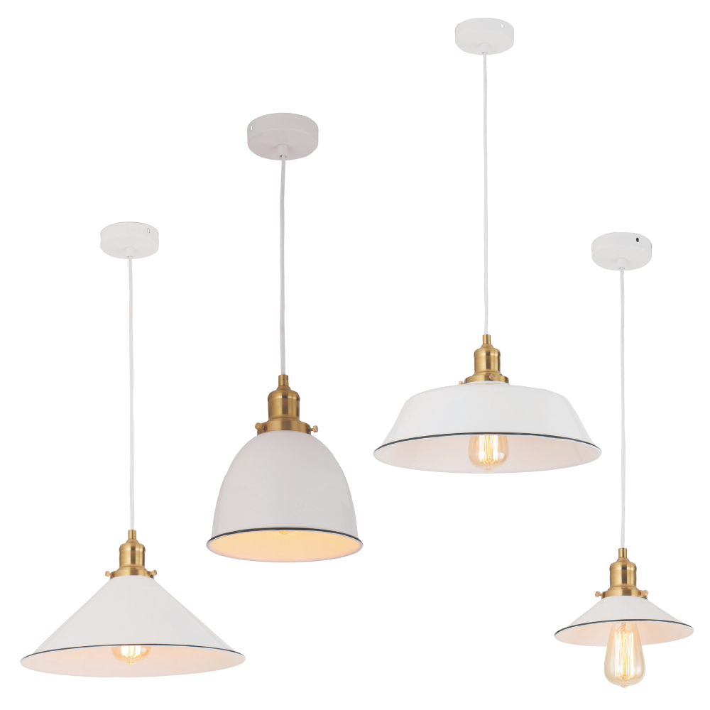 CEREMA: Interior White with Antique Brass & Black Highlight Ellipse Pendant Light