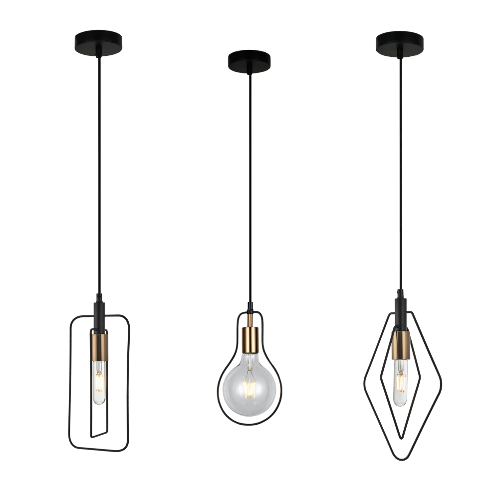 CONTOUR: Interior Black Wire Pear Shape Pendant Light
