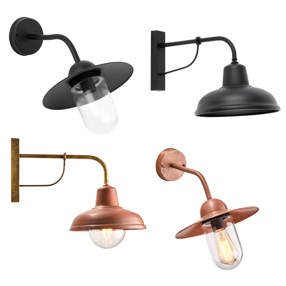 DEKSEL: Industrial Matte Black Exterior/Interior Wall Light With Clear Glass IP54