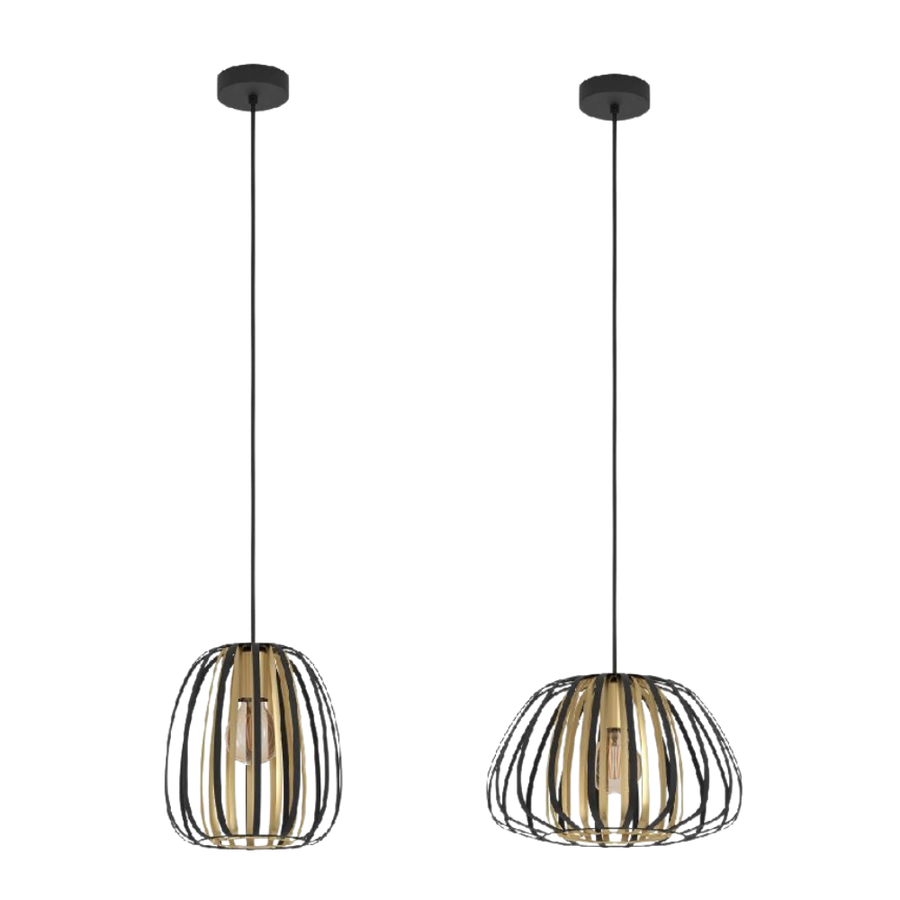 ENCINITOS Double Cage Black and Gold Pendants