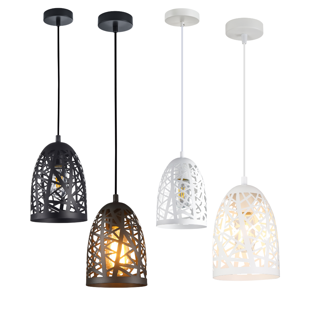 ESCAMA: Interior Iron Cage Ellipse Pendant Lights