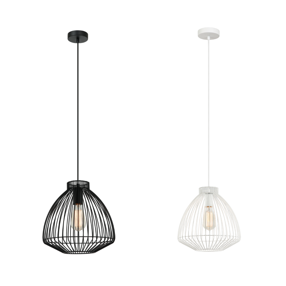 MANU: Modern Interior Cone (Concave) Wire Cage Pendant Lights