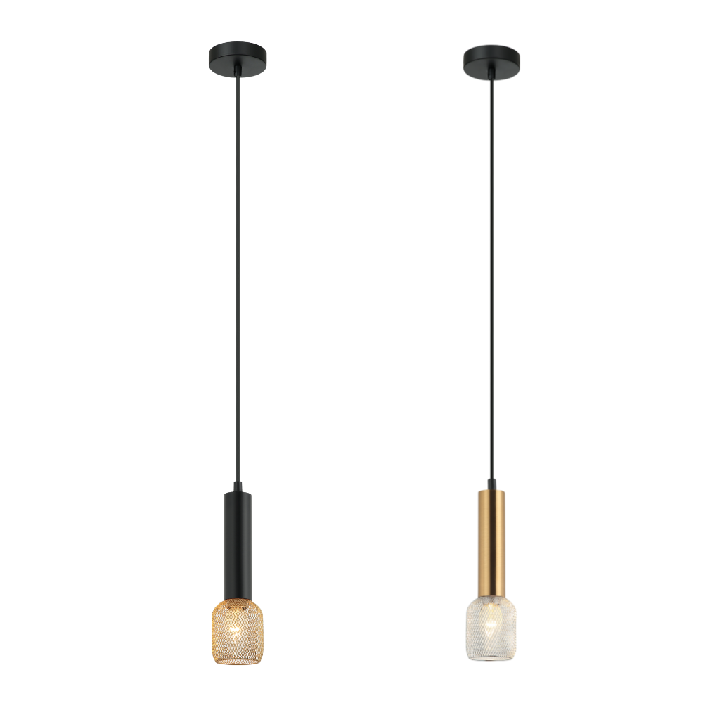 MIKRO: Modern Karaoke Mic Shape Interior Cylinder & Mesh Pendant Lights