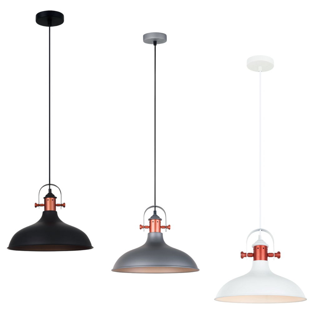 NARVIK: Industrial Scandinavian Dome Shape With Copper Plating Pendant Lights