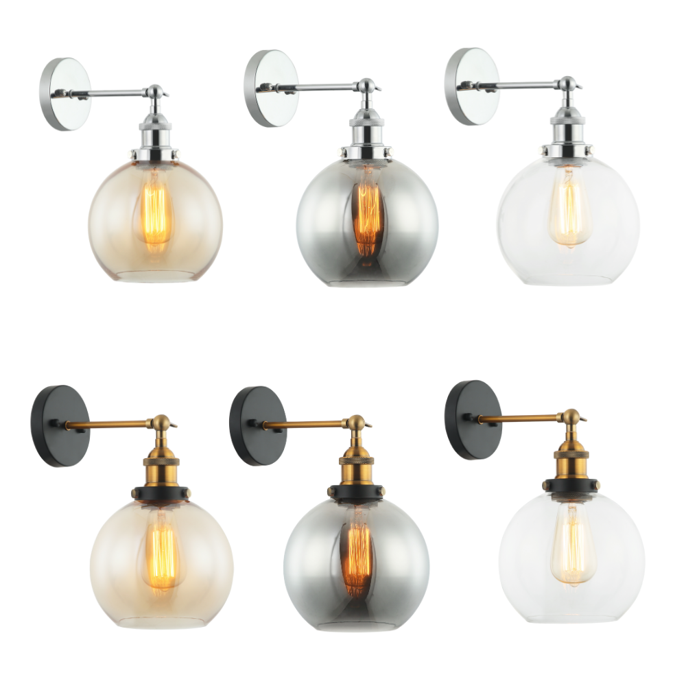 PESINI: Interior Swing Arm Glass with Antique Brass/ Chrome Highlight Wall Lights