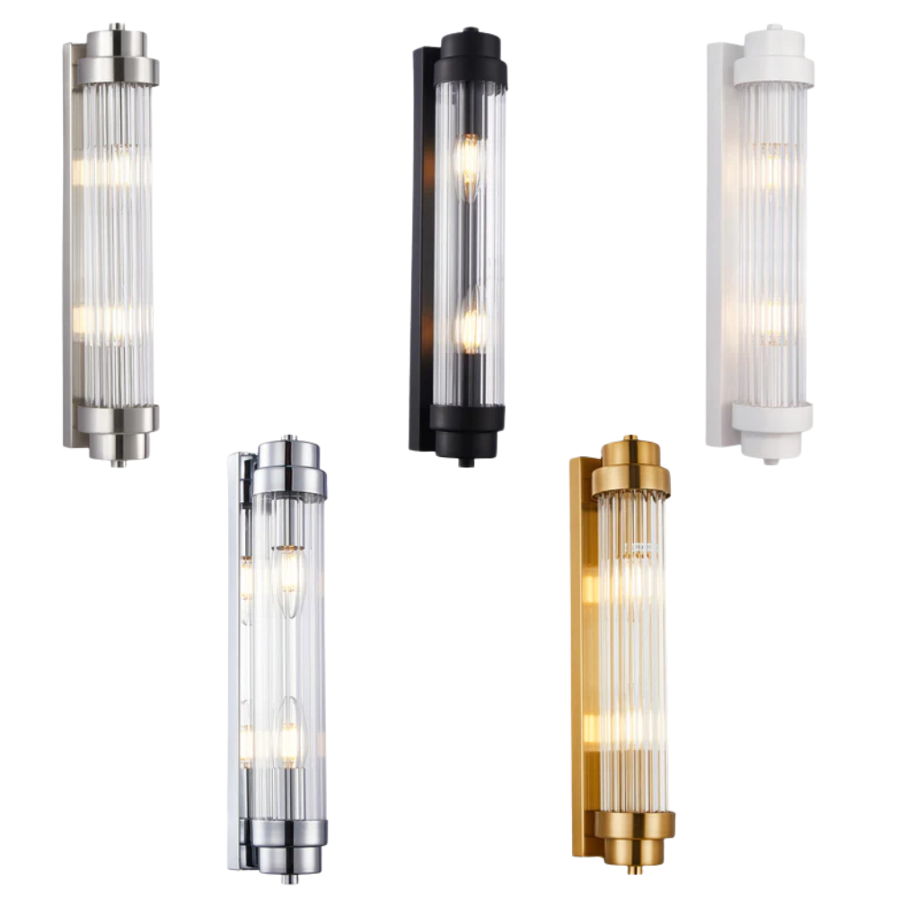 VARILLAS: Interior Up/Down Clear Glass Rod Wall Lights