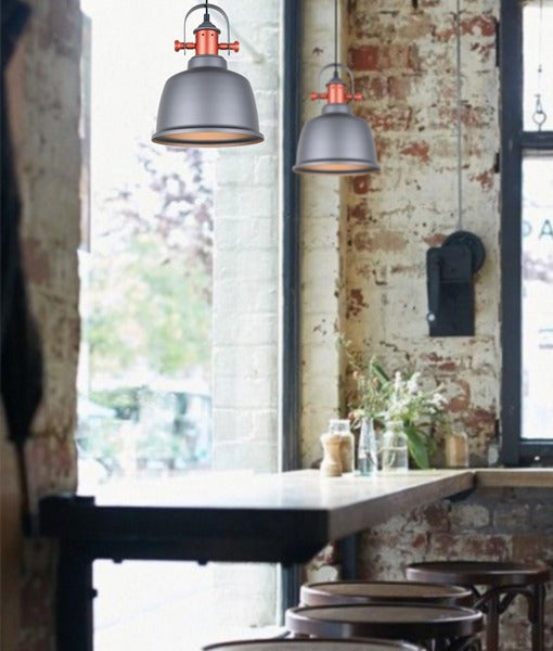 ALTA: Industrial Bell Shape With Copper Highlights Pendant Lights