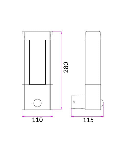 AMUN: Exterior LED Matt Black Rectangular Surface Mounted Wall Light IP54