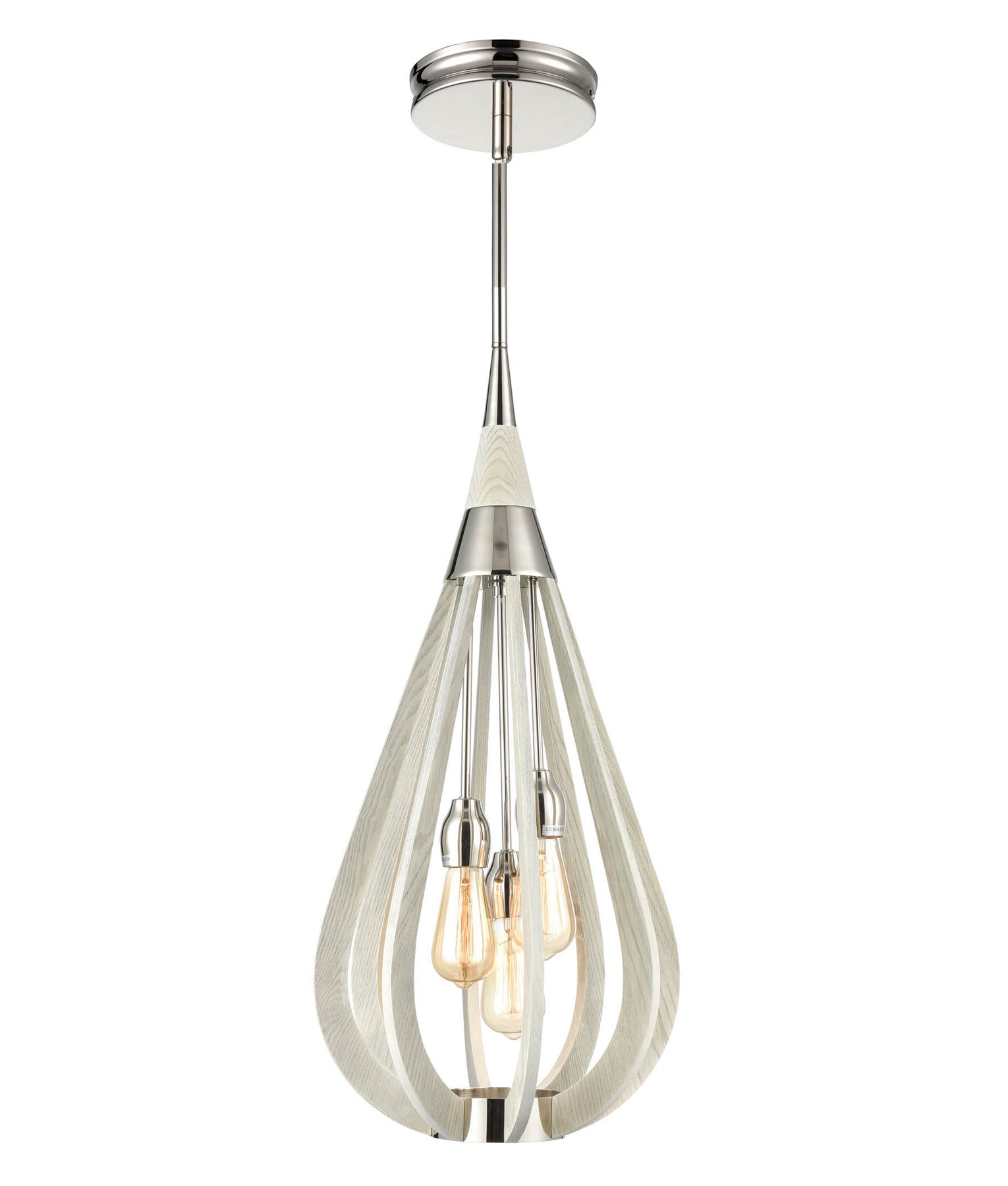 BONITO: Rustic Small Taupe / Winter Moss Wood Tear Drop Pendant Light